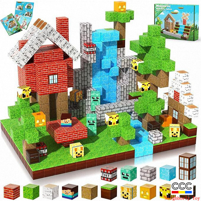 Cross-Border Amazon Hot Item Magnetic Building Magnetic Blocks Educational 3D Magnetic Pieces DIY Toys for Children