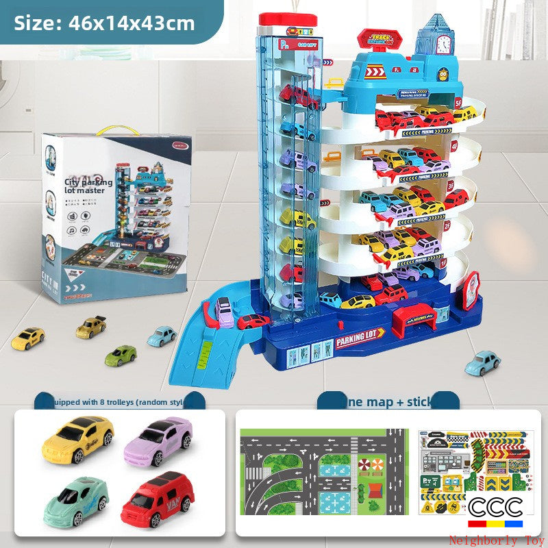 Children's Dinosaur Winding Road City Combination Track Car Adventure Parking Building Educational Toy for Boys