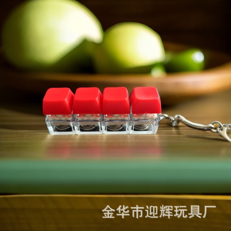 Stress Relief One-Line Four-Key Mechanical Keyboard Switch Tester Macaron Finger Squeeze Stress Relief Keychain