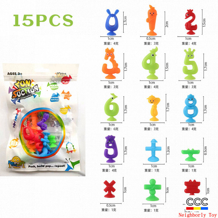 Cross-Border Hot Selling Luscious Suctions Sticky Music Children's Educational Sucker Soft Building Blocks Variety Assembling Science and Education Kindergarten Teaching Aids