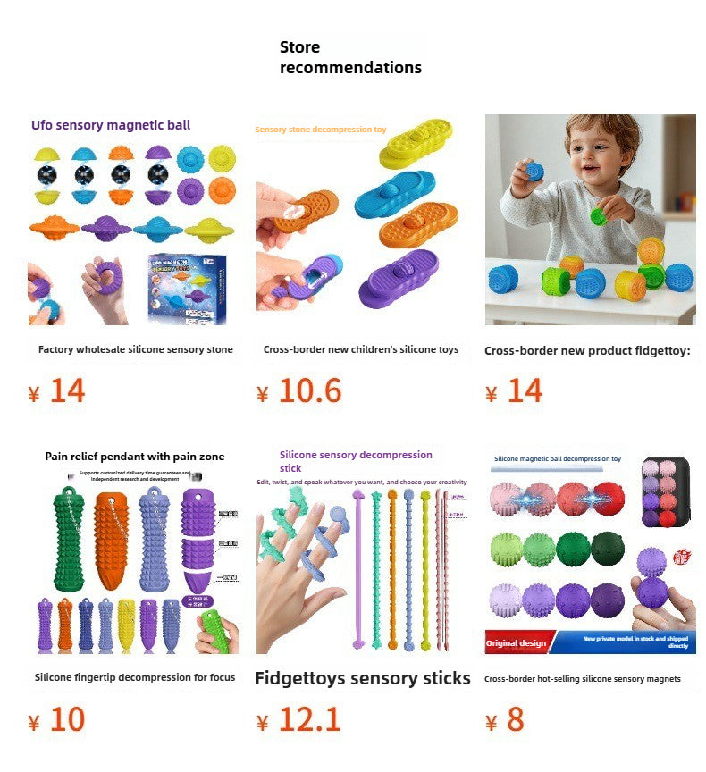 Sensory Fidget Toys Multi-textured sliding decompression board Children's sensory silicone toys