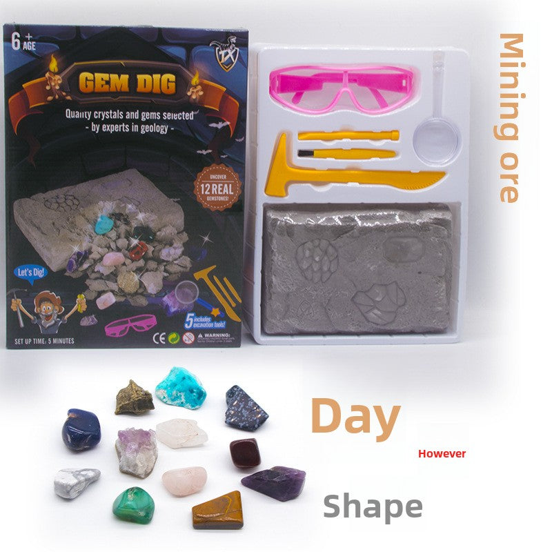 Colorful Gem & Dinosaur Fossil Archaeological Dig Blind Box - Kids DIY Educational Toy