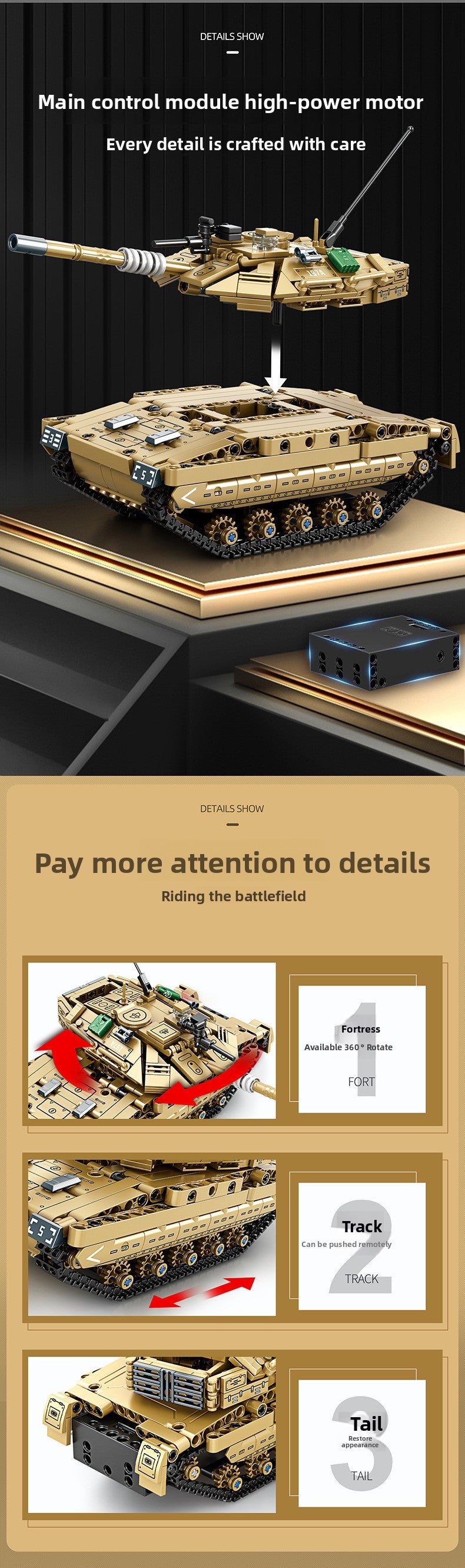 Mingdi 2.4G Remote Control Building Blocks 99A Tank Military Model Compatible with Lego Assembly Children's Toys Student Gift