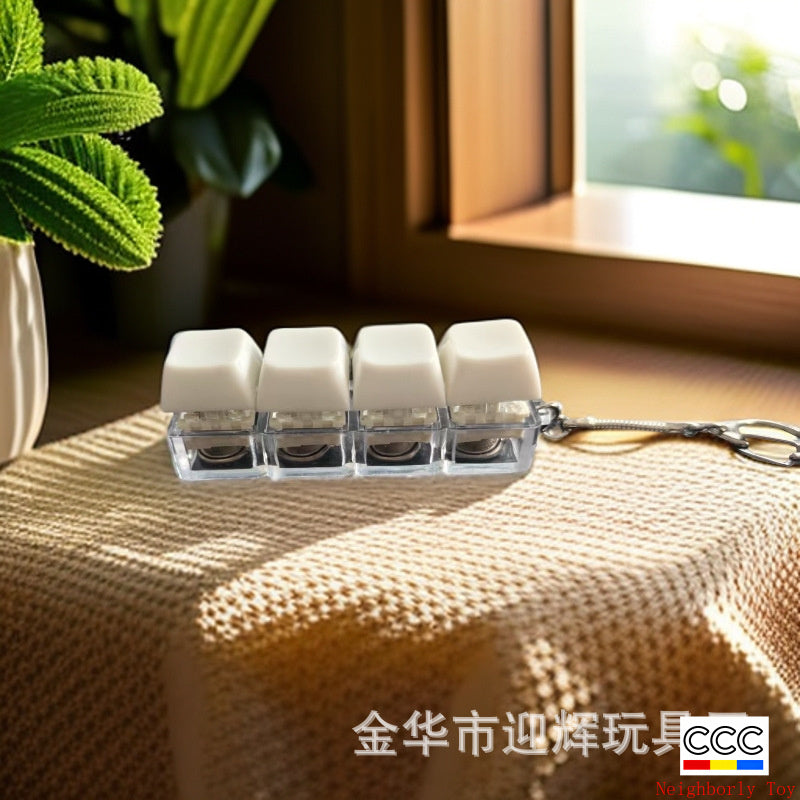 Stress Relief One-Line Four-Key Mechanical Keyboard Switch Tester Macaron Finger Squeeze Stress Relief Keychain