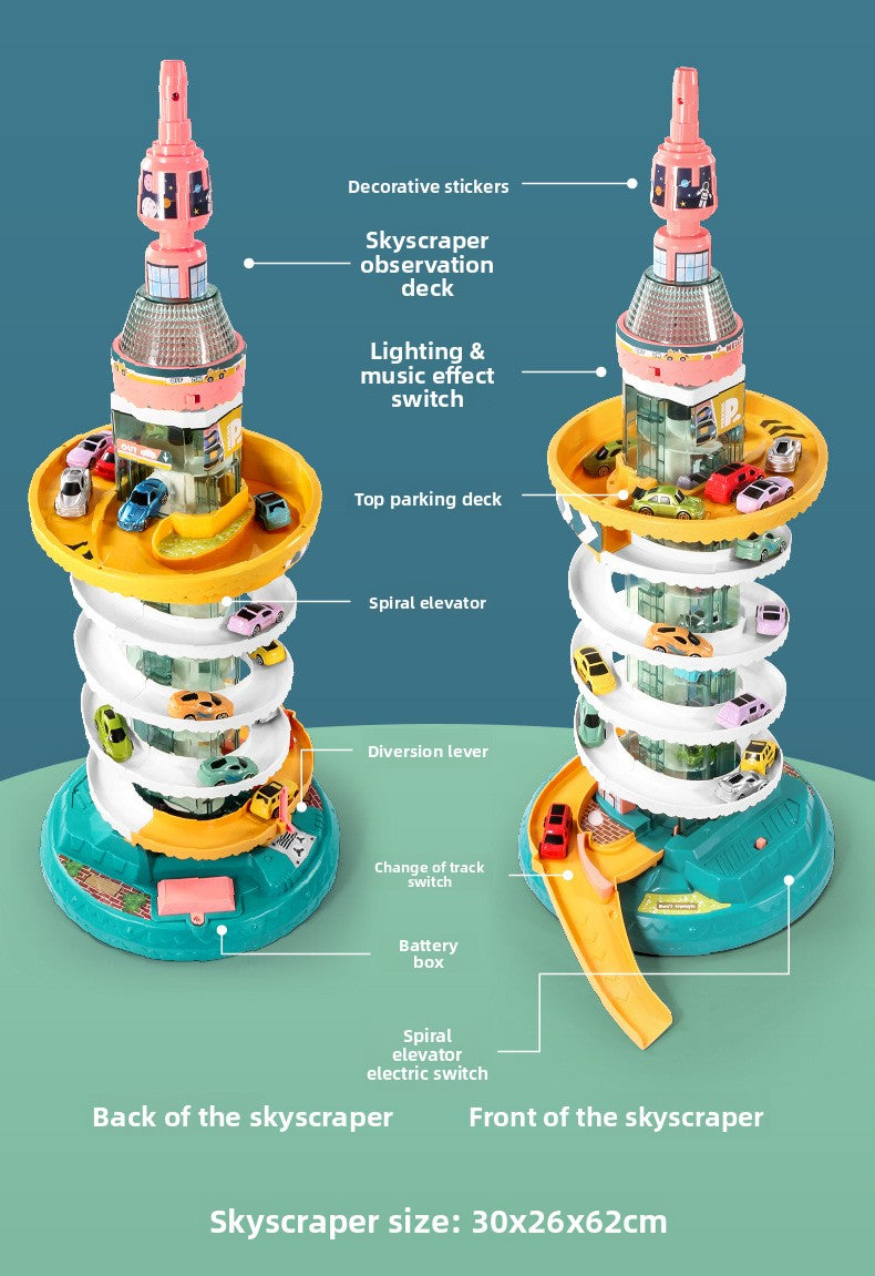 Children's Dinosaur Winding Road City Combination Track Car Adventure Parking Building Educational Toy for Boys