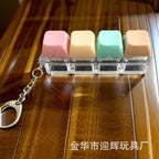 Stress Relief One-Line Four-Key Mechanical Keyboard Switch Tester Macaron Finger Squeeze Stress Relief Keychain