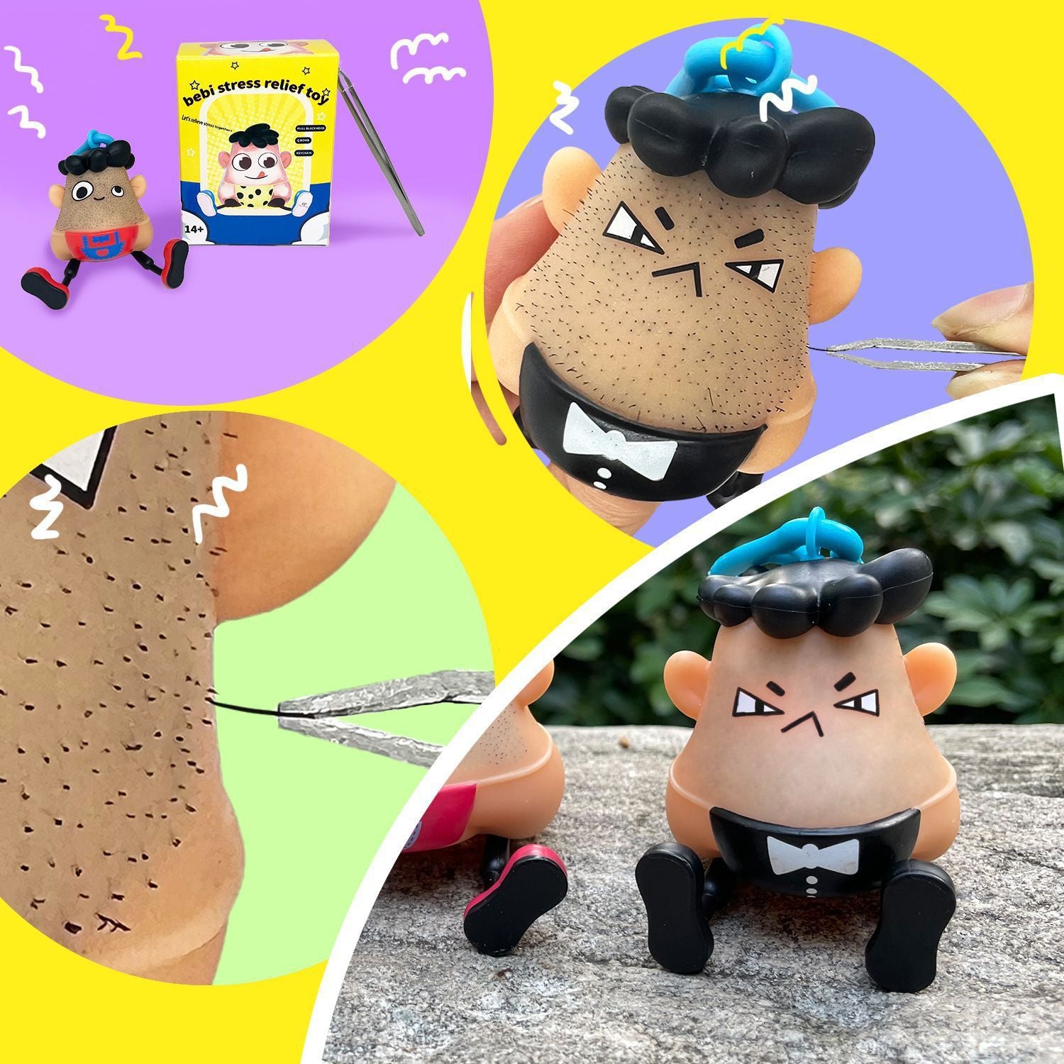 New Style Blackhead Pulling Stress Relief Pressure Reduction Toy Blackhead Pulling Beard Funny Key Chain Pendant Artifact