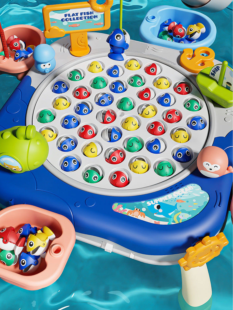 Children's Magnetic Fishing Toy Baby Early Education Educational Boys and Girls Electric Large Rotating Fishing Plate Parent-Child Interaction