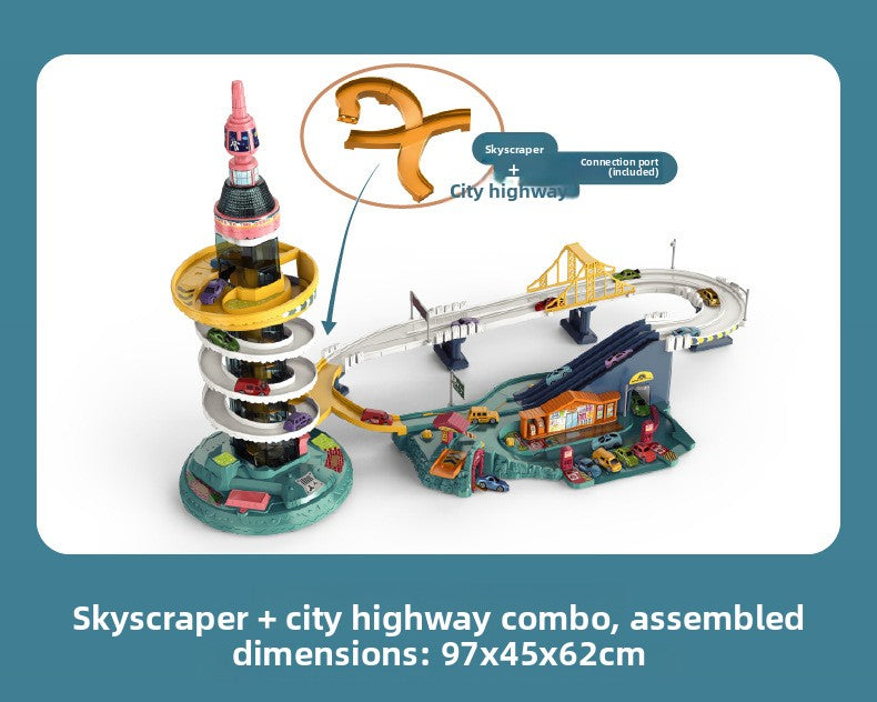 Children's Dinosaur Winding Road City Combination Track Car Adventure Parking Building Educational Toy for Boys