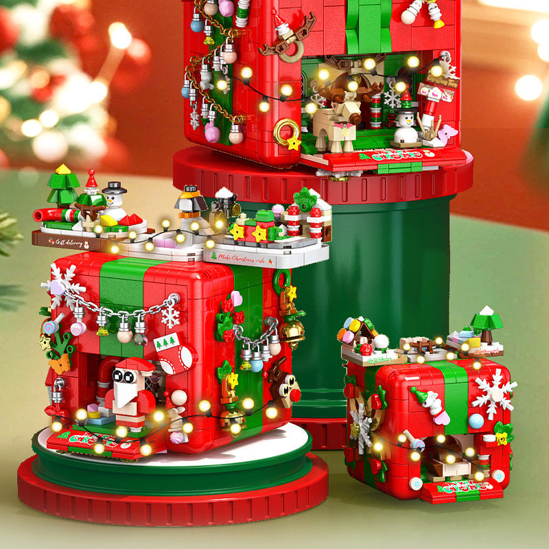 Compatible with LEGO Christmas Mechanism Box Santa Claus Building Blocks Toy Educational Assembly Gift for Men and Women Wholesale Dropshipping