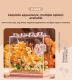 Cross-Border Building Blocks Eternal Flower Transparent Building Blocks Display Cover Home Decoration Desktop Trendy Assembly Toys Gift Wholesale