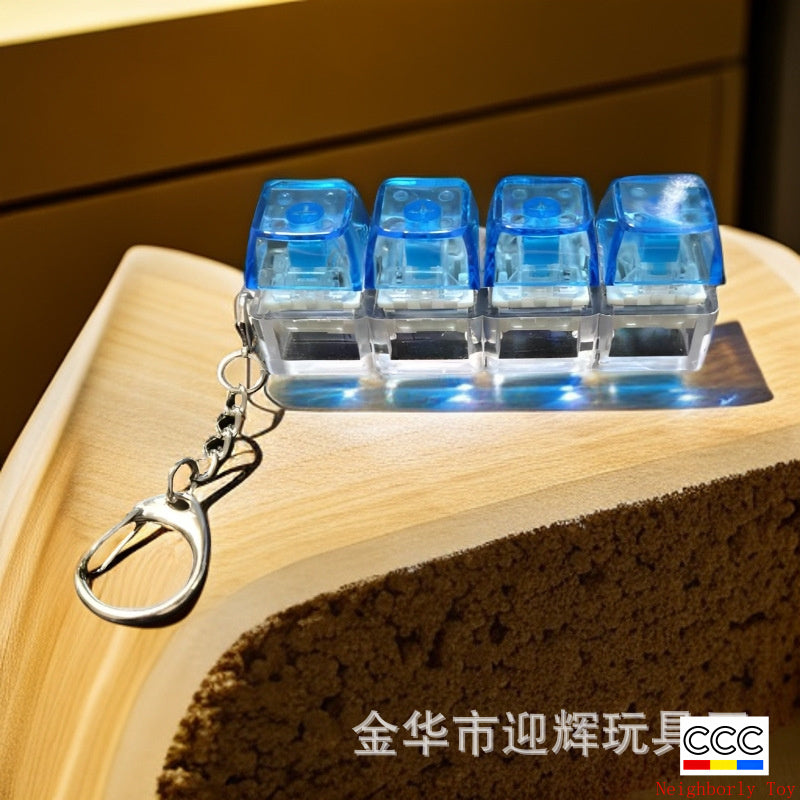 Stress Relief One-Line Four-Key Mechanical Keyboard Switch Tester Macaron Finger Squeeze Stress Relief Keychain