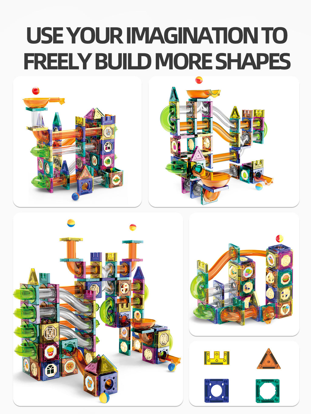 Slide Track Ball Magnetic Tiles Building Blocks Cross-Border Amazon Intelligence Assembly Boys' Toy Gift