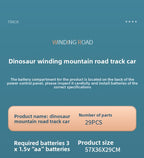 Children's Dinosaur Winding Road City Combination Track Car Adventure Parking Building Educational Toy for Boys