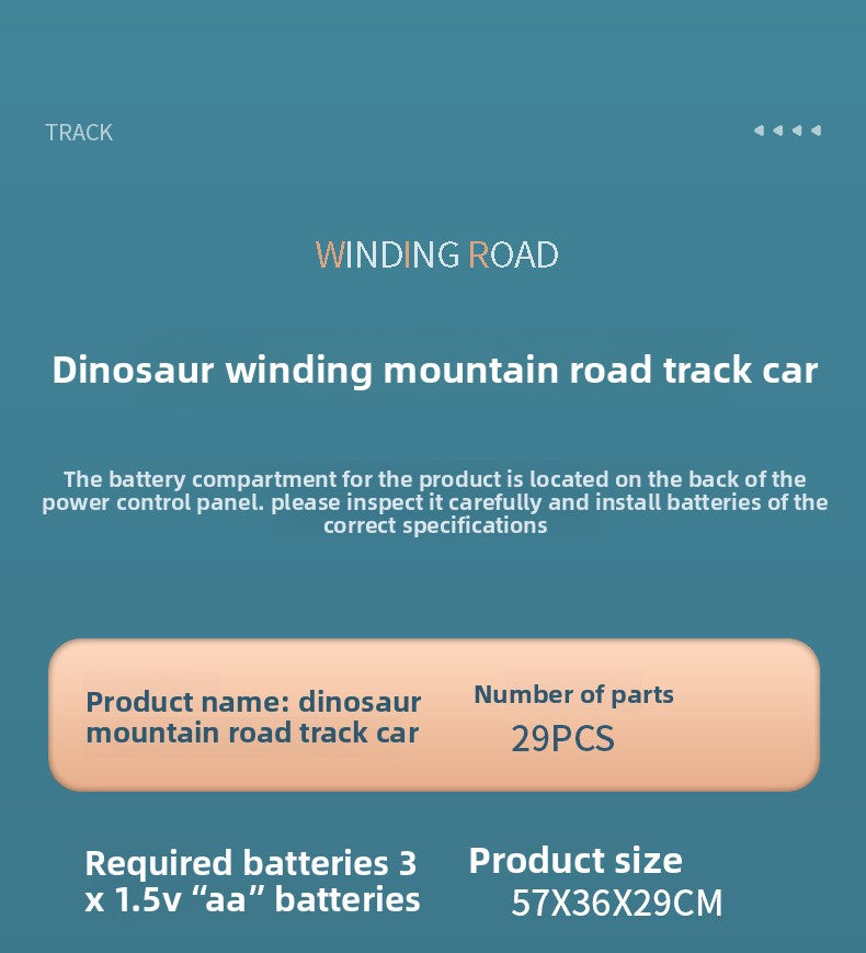 Children's Dinosaur Winding Road City Combination Track Car Adventure Parking Building Educational Toy for Boys