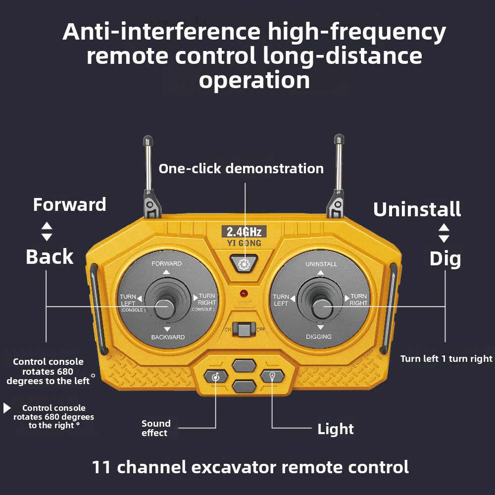 2.4G Alloy Remote Control Excavator Dump Truck Bulldozer Engineering Vehicle Toy Bilingual