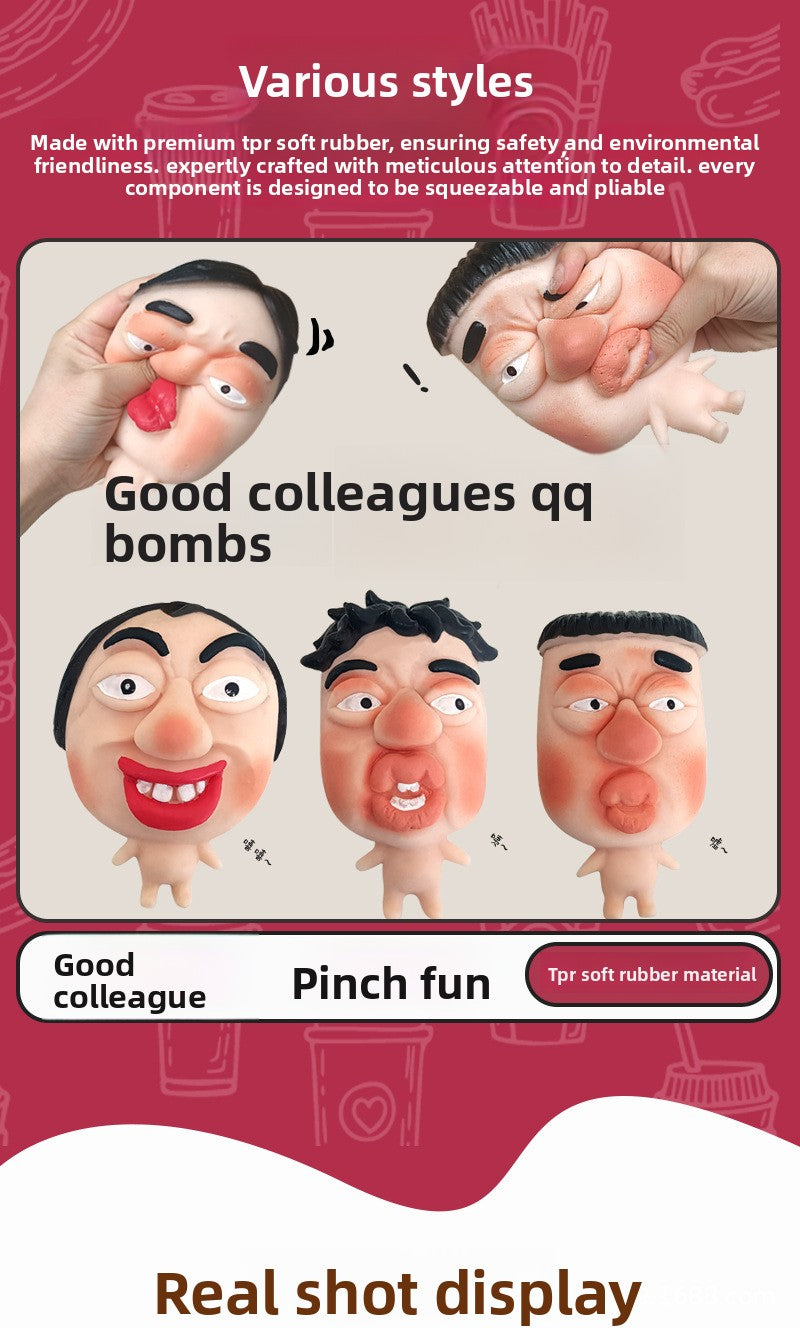 My Colleague Squeeze Toy Creative Office Funny Stress Relief Ornament Pimple Squeezing Slow Rebound Venting Big Eye Toy