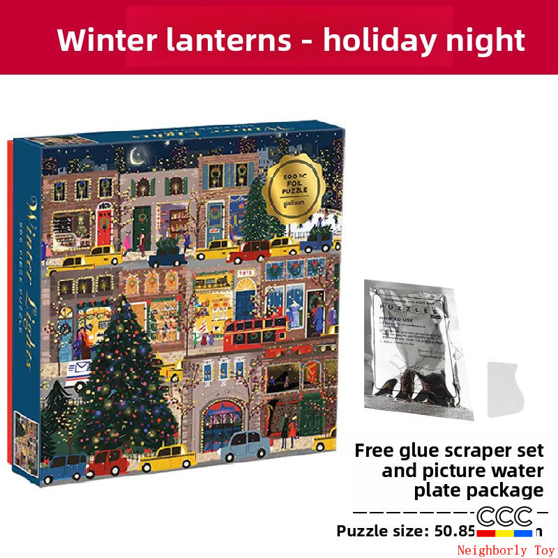 High Quality Galison Christmas Night 500 Piece Winter Lights Puzzle Adult Stress Relief Puzzle Christmas Gift