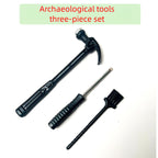 Archaeological Digging Tool 3-Piece Set - Metal & Plastic Hammer Chisel Brush for Craft Shop