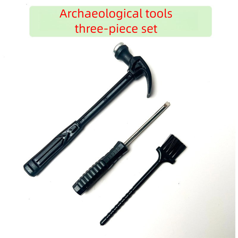 Archaeological Digging Tool 3-Piece Set - Metal & Plastic Hammer Chisel Brush for Craft Shop
