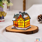Cross-Border New Christmas Decorations Resin Christmas Small House Micro Landscape Luminous Snow House Ornaments Christmas Gifts