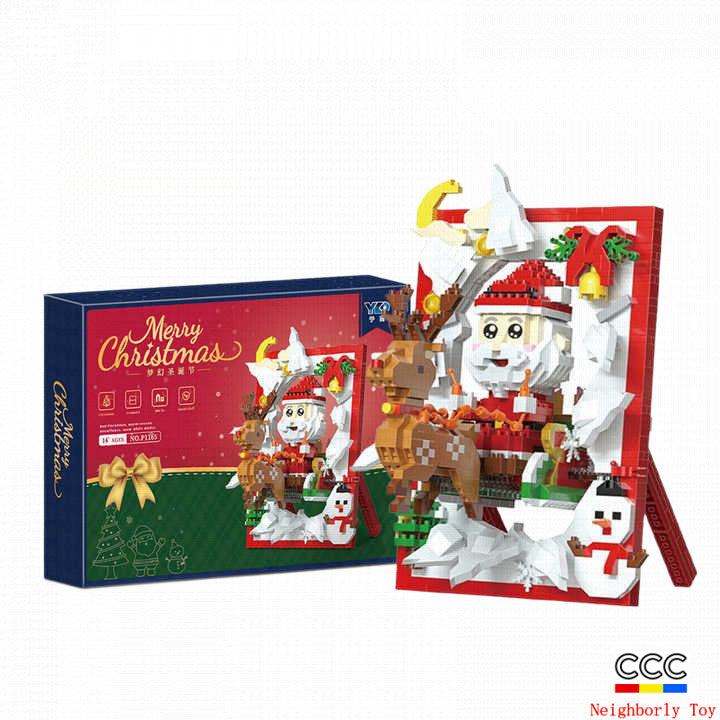 Creative Diy2025 Decorations Cross-Border Christmas Building Block Toys Children's Christmas Gifts 3D Santa Claus Photo Frame