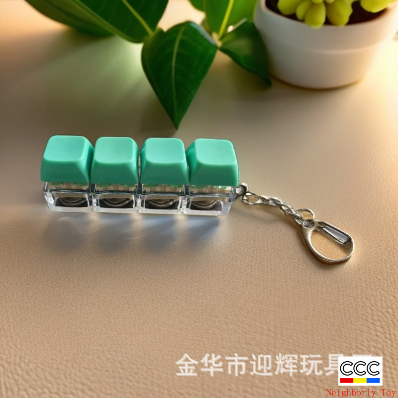 Stress Relief One-Line Four-Key Mechanical Keyboard Switch Tester Macaron Finger Squeeze Stress Relief Keychain