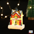 Cross-Border New Christmas Decorations Resin Christmas Small House Micro Landscape Luminous Snow House Ornaments Christmas Gifts