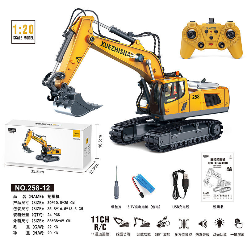 2.4G Alloy Remote Control Excavator Dump Truck Bulldozer Engineering Vehicle Toy Bilingual