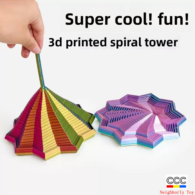 3D Printed Optical Illusion Folding Children's Educational Toy Polygonal Radish Tower Stress Relief Spiral Three-Dimensional Design Toy