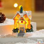 Cross-Border New Christmas Decorations Resin Christmas Small House Micro Landscape Luminous Snow House Ornaments Christmas Gifts