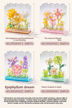 Cross-Border Building Blocks Eternal Flower Transparent Building Blocks Display Cover Home Decoration Desktop Trendy Assembly Toys Gift Wholesale
