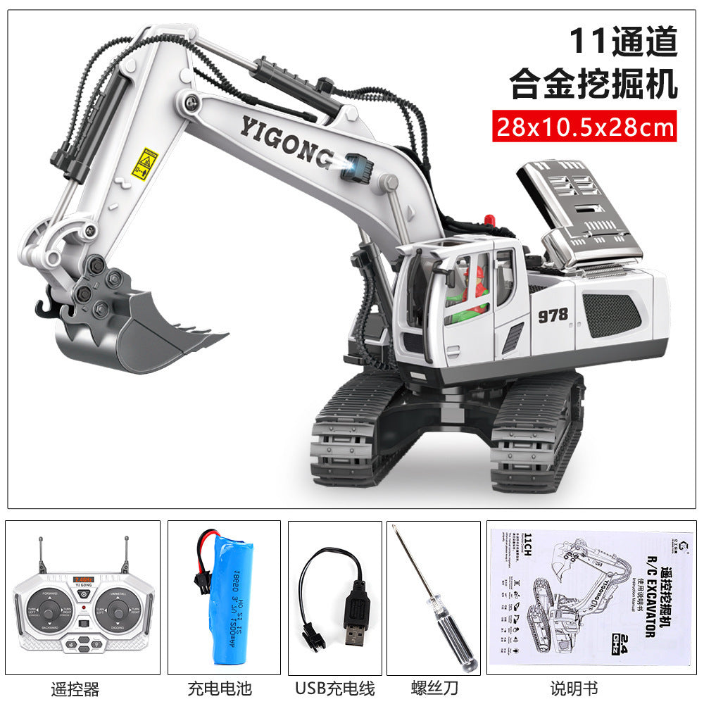 2.4G Alloy Remote Control Excavator Dump Truck Bulldozer Engineering Vehicle Toy Bilingual