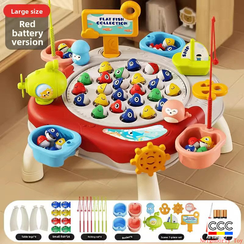 Children's Magnetic Fishing Toy Baby Early Education Educational Boys and Girls Electric Large Rotating Fishing Plate Parent-Child Interaction
