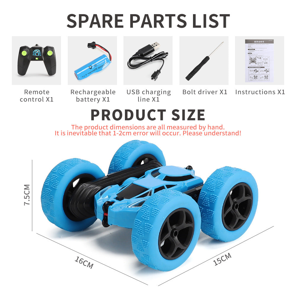 Cross-Border Double-Sided Stunt Car High-Speed 360-Degree Rotating Tumbling Car with Lights Children's Remote Control Car Toy Manufacturer