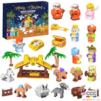 Building Blocks Christmas Calendar Blind Box Countdown 24 Grids Children's DIY Car Dinosaur Building Blocks Tear-off Blind Box