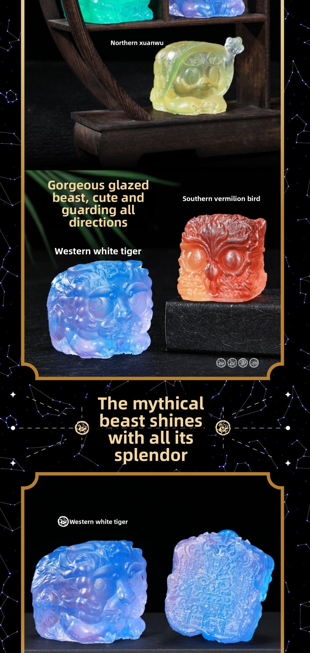 Unboxing Ancient Mythical Beast Treasure Set 4 Pcs Vermilion Bird Blue Dragon White Tiger Black Turtle Sealed Mystery Capsule Collectible Toys for Kids Adults