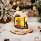 Cross-Border New Christmas Decorations Resin Christmas Small House Micro Landscape Luminous Snow House Ornaments Christmas Gifts