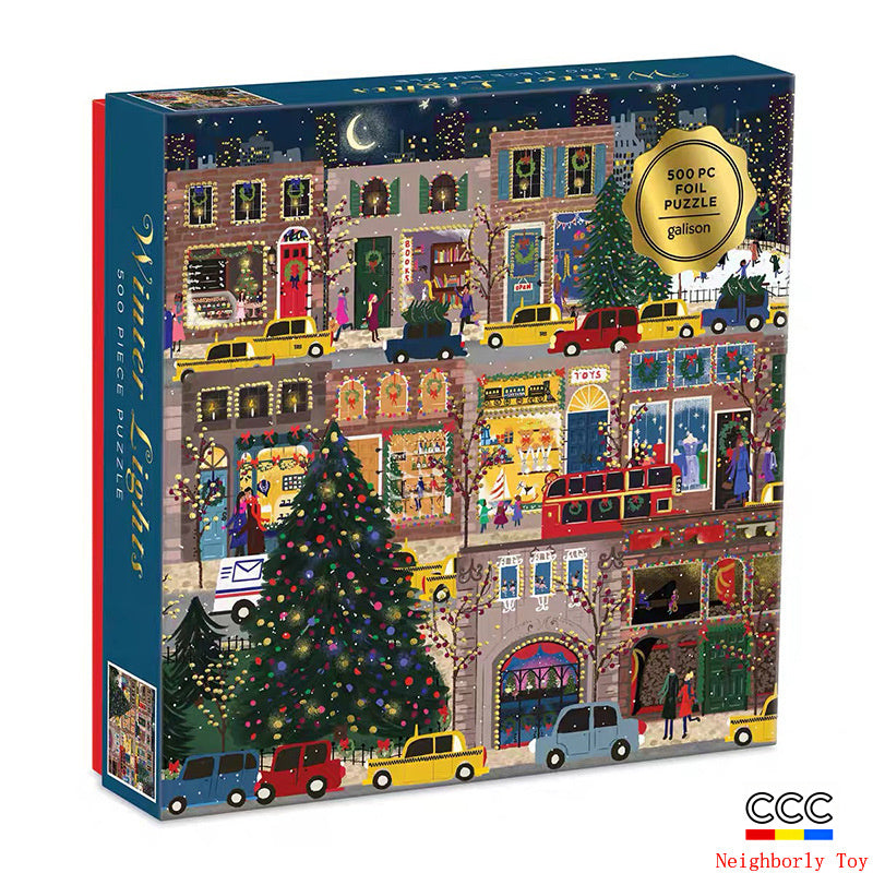 High Quality Galison Christmas Night 500 Piece Winter Lights Puzzle Adult Stress Relief Puzzle Christmas Gift