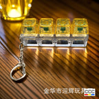 Stress Relief One-Line Four-Key Mechanical Keyboard Switch Tester Macaron Finger Squeeze Stress Relief Keychain