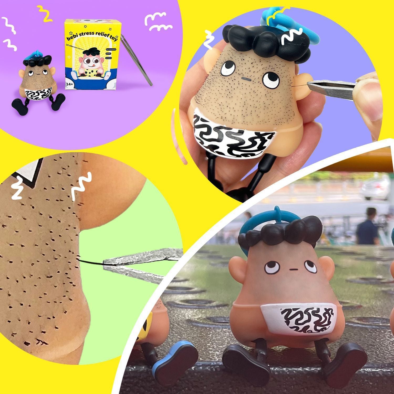 New Style Blackhead Pulling Stress Relief Pressure Reduction Toy Blackhead Pulling Beard Funny Key Chain Pendant Artifact