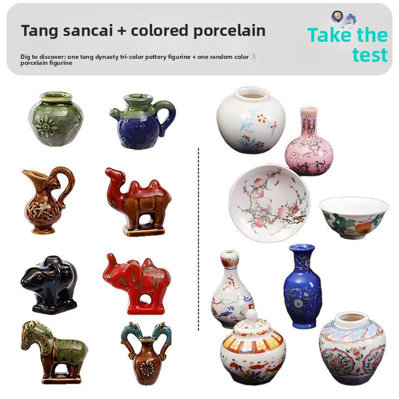 Blue and White Porcelain Treasure Dig Kit - Girls DIY Traditional Culture Archaeological Blind Box Gift