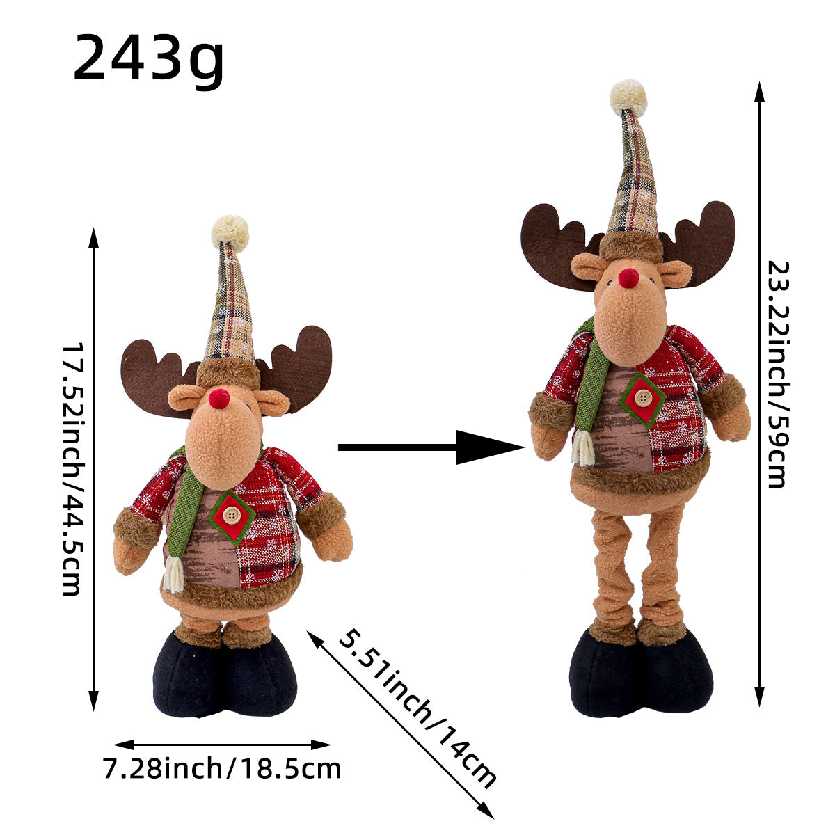 Jingchen Cross-Border Christmas Retractable Doll Window Display Santa Claus Snowman Standing Doll Holiday Decoration