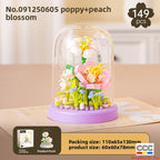 Cross-Border Building Blocks Eternal Flower Transparent Building Blocks Display Cover Home Decoration Desktop Trendy Assembly Toys Gift Wholesale