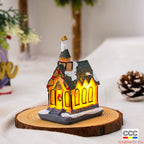 Cross-Border New Christmas Decorations Resin Christmas Small House Micro Landscape Luminous Snow House Ornaments Christmas Gifts