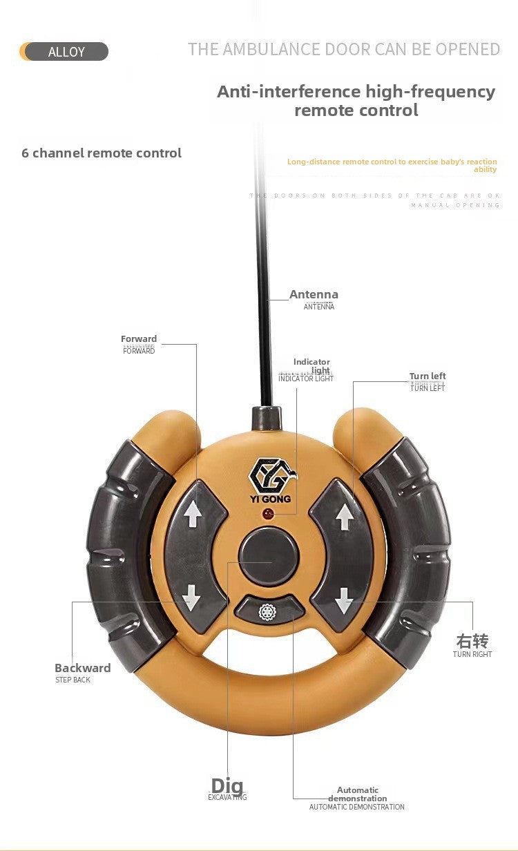 2.4G Alloy Remote Control Excavator Dump Truck Bulldozer Engineering Vehicle Toy Bilingual