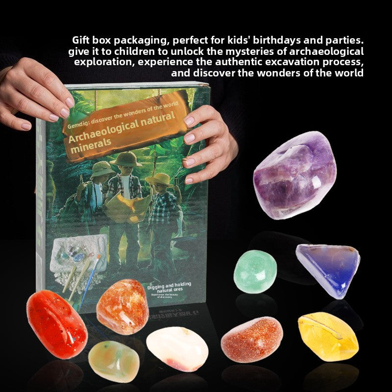 Colorful Gem & Dinosaur Fossil Archaeological Dig Blind Box - Kids DIY Educational Toy