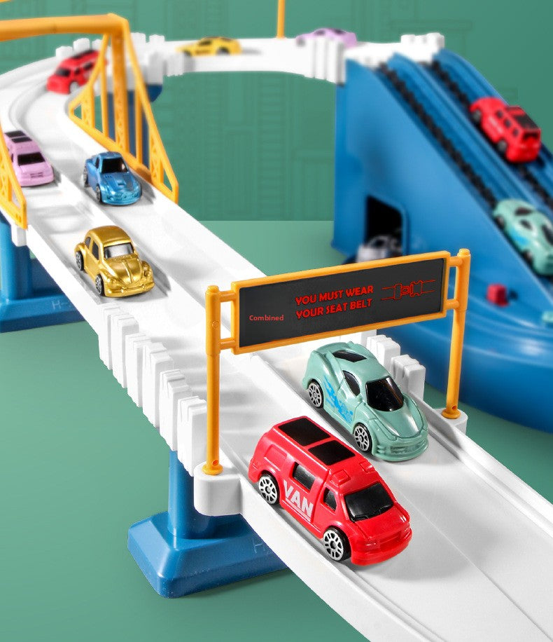 Children's Dinosaur Winding Road City Combination Track Car Adventure Parking Building Educational Toy for Boys