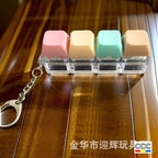 Stress Relief One-Line Four-Key Mechanical Keyboard Switch Tester Macaron Finger Squeeze Stress Relief Keychain
