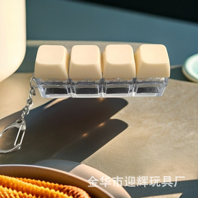 Stress Relief One-Line Four-Key Mechanical Keyboard Switch Tester Macaron Finger Squeeze Stress Relief Keychain